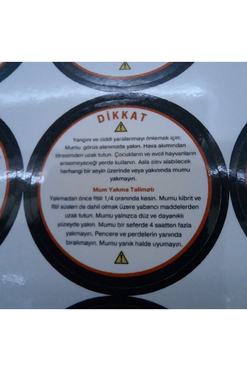 Mum Uyarı Etiketi Mum Uyarı Etiketi