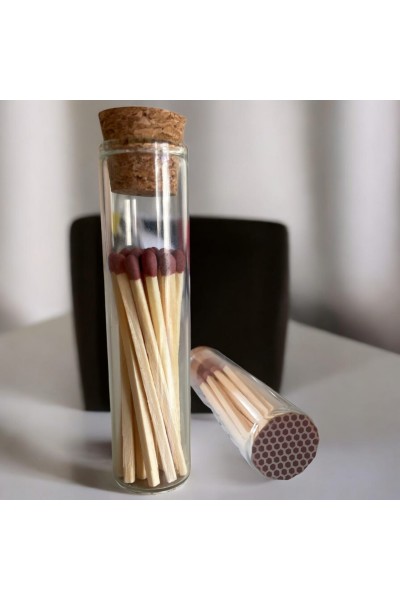 Dekoratif Kibrit Cam Tüp 8cm